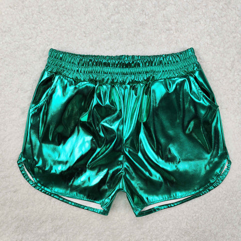 SS0410 Green Leather Fashion Girl's Shorts