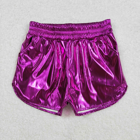 SS0412 Dark Purple Leather Fashion Girl's Shorts