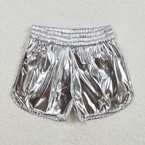 SS0416 Silver Leather Fashion Girl's Shorts