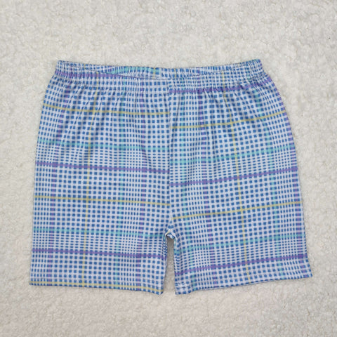 SS0422 Blue Plaid Boy's Shorts