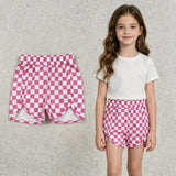 SS0431 Pink Plaid Girl's Sports Shorts