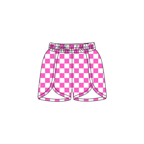 Preorder 01.09 SS0431 Pink Plaid Girl's Sports Shorts