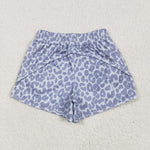 SS0464 Leopard Grey Yoga Girl's Sports Shorts