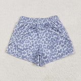 SS0464 Leopard Grey Yoga Girl's Sports Shorts