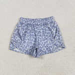 SS0464 Leopard Grey Yoga Girl's Sports Shorts