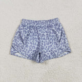 SS0464 Leopard Grey Yoga Girl's Sports Shorts
