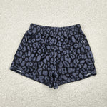 SS0467 Leopard Black Girl's Sports Shorts