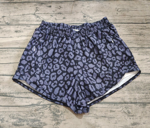 Preorder SS0471 Leopard Black Yoga Adult's Sport Shorts