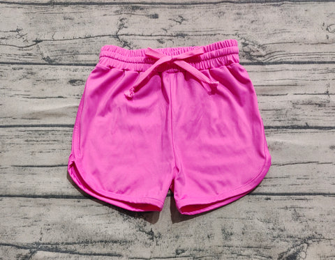 Preorder SS0503 Dark Pink Solid Color Yoga Girl's Sports Shorts
