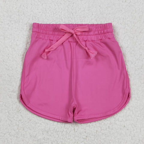 SS0503 Dark Pink Solid Color Yoga Girl's Sports Shorts