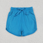 GLS0005 Blue Yoga Long Sleeves Shirt Girls Shorts Set