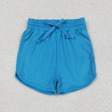 GLS0005 Blue Yoga Long Sleeves Shirt Girls Shorts Set