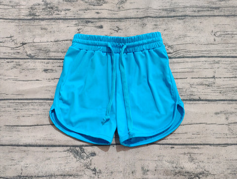 Preorder SS0504 Blue Solid Color Yoga Girl's Sports Shorts