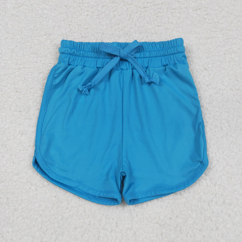 SS0504 Blue Solid Color Yoga Girl's Sports Shorts