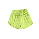 Preorder 04.01 SS0506 Green Solid Color Yoga Girl's Sports Shorts