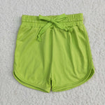 SS0506 Green Solid Color Yoga Girl's Sports Shorts