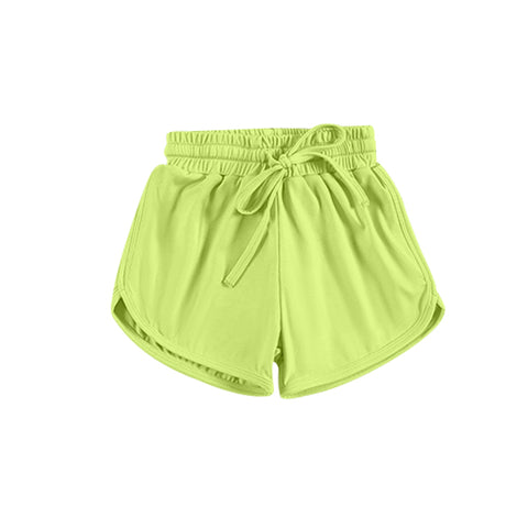 Preorder 04.01 Green Solid Color Yoga Girl's Sports Shorts