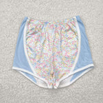 SS0522 Flower Blue Girl's Sports Shorts