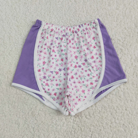SS0524 Flower Purple Girl's Sports Shorts