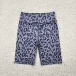 SS0539 Leopard Black Sports Girls Biker Shorts