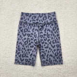 SS0539 Leopard Black Sports Girls Biker Shorts