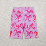 SS0540 Bows Pink Plaid Sports Girls Biker Shorts