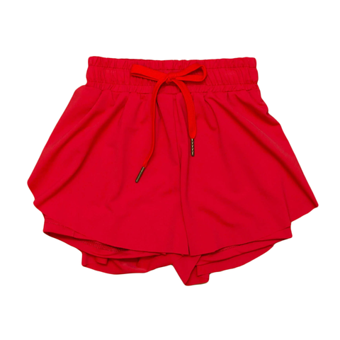 Preorder 04.11 SS0544 Red Solid Color Yoga Girl's Sports Shorts