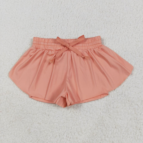 SS0547 Orange Solid Color Yoga Girl's Sports Shorts