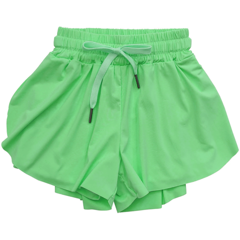 Preorder 04.11 SS0548 Green Solid Color Yoga Girl's Sports Shorts