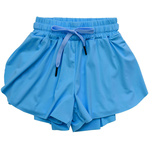 Preorder 04.11 SS0549 Blue Solid Color Yoga Girl's Sports Shorts