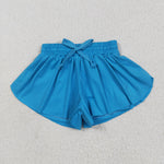 GSSO2504 Blue Solid Color Yoga Sports Girls Shorts Set