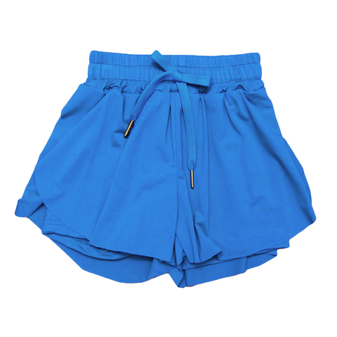 Preorder 04.11 SS052 Blue Solid Color Yoga Girl's Sports Shorts