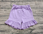 Preorder SS0561 Light Blue Solid Color Cotton Ruffles Girl's Shorts