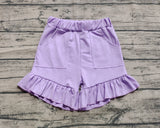 Preorder SS0561 Light Blue Solid Color Cotton Ruffles Girl's Shorts