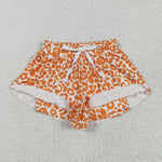 SS0584 Orange Leopard Girl's Sports Shorts