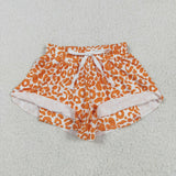 SS0584 Orange Leopard Girl's Sports Shorts