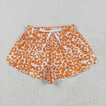 SS0584 Orange Leopard Girl's Sports Shorts