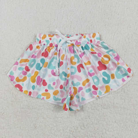 SS0592 Green Pink Leopard Girl's Sports Shorts
