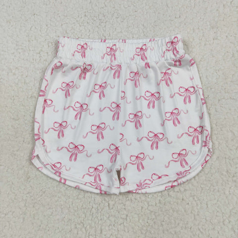 SS0608 Coquette Bows Pink Girls Sports Shorts