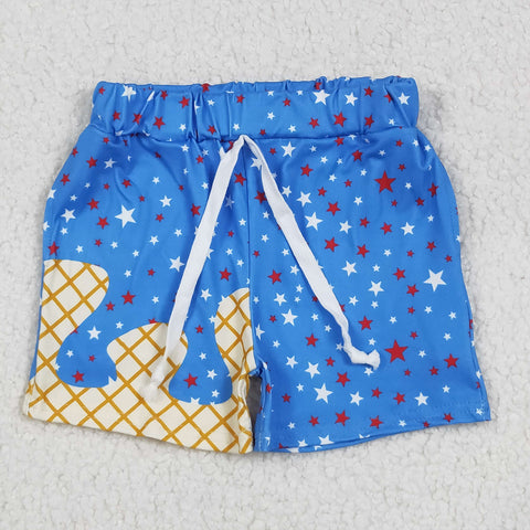 SS0611 4th of July Stars Drip Blue Boy's Shorts