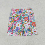 SS0614 Flower Purple Girls Sports Shorts