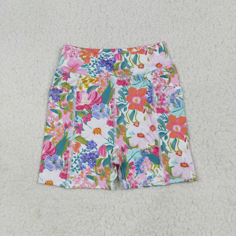 SS0614 Flower Purple Girls Sports Shorts
