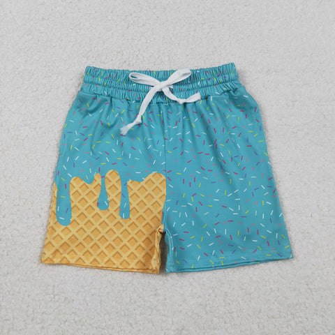 SS0623 Ice Cream Drip Sprinkles Green Boy's Shorts