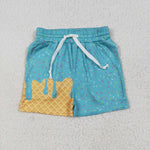 SS0623 Ice Cream Drip Sprinkles Green Boy's Shorts