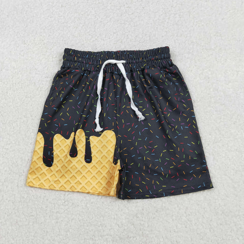 SS0624-2 Ice Cream Drip Sprinkles Black Boy's Shorts
