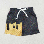 SS0624 Ice Cream Drip Sprinkles Black Boy's Shorts