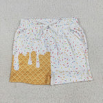SS0625 Ice Cream Drip Sprinkles White Boy's Shorts