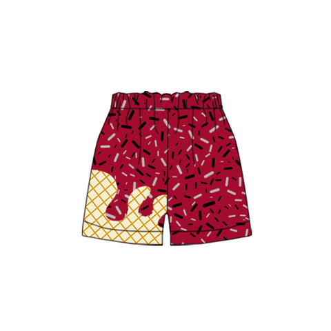 Preorder 08.14 SS0638 Ice Cream Drip Sprinkles Red Wine Boy's Shorts