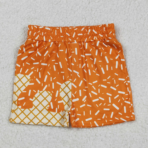 SS0639 Ice Cream Drip Sprinkles Orange Boy's Shorts