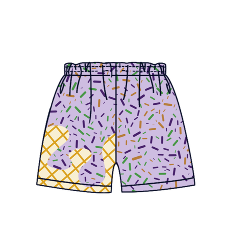 Preorder 10.06 MOQ 5 pcs SS0653 Ice Cream Drip Sprinkles Purple Boy's Shorts